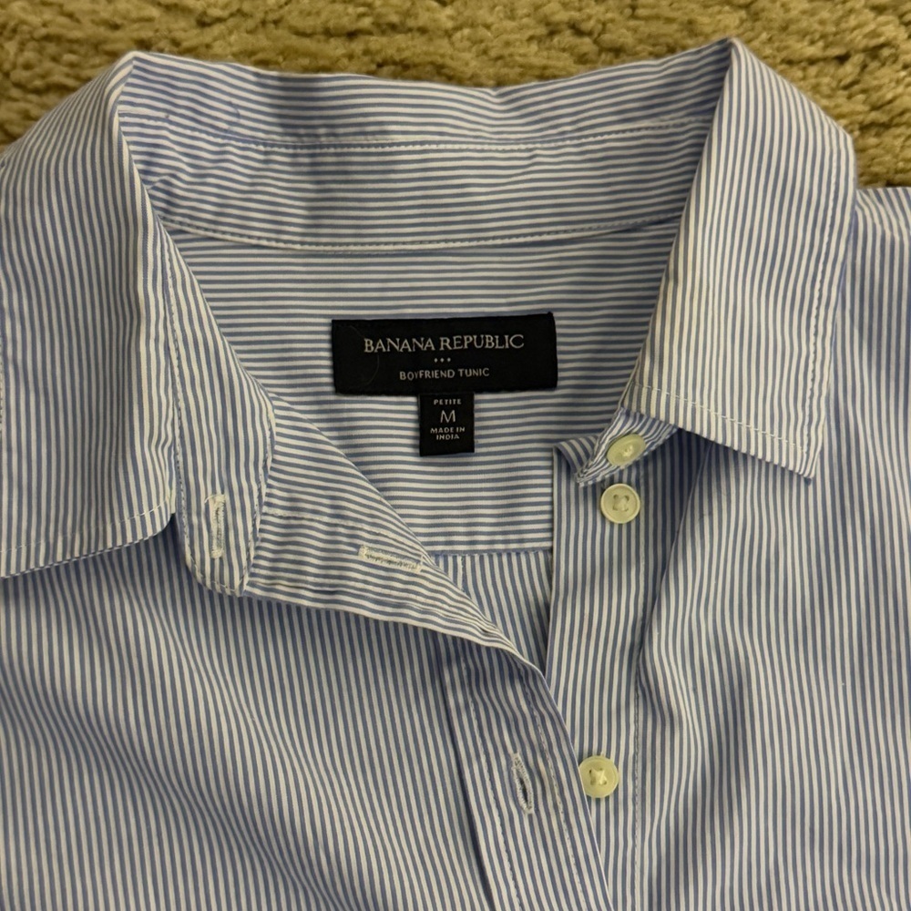 Banana Republic Light Blue Striped Boyfriend Tunic - Picture 2 of 3